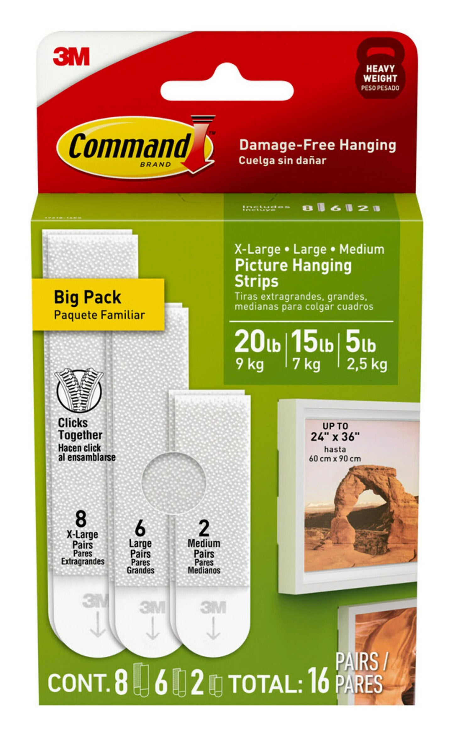 Command Picture Hanging Strips - Extra Large, 4 pairs