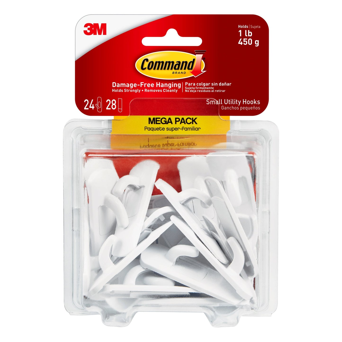 Command Small Utility Wall Hook - White, 6 Hooks + 12 Strips