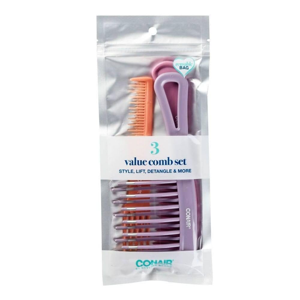 CONAIR Lift & Detangle Assorted Combs, 12 count