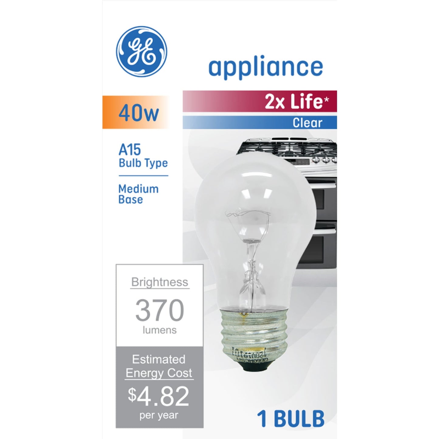GE 40W A15 Appliance Incandescent Light Bulb Clear
