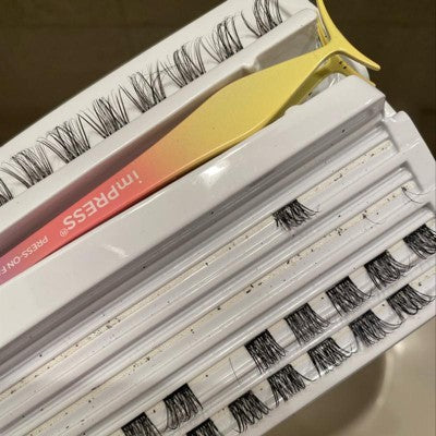 KISS imPRESS The No Glue Falsies Lash Clusters Kit - Demi Wispy, 48 clusters