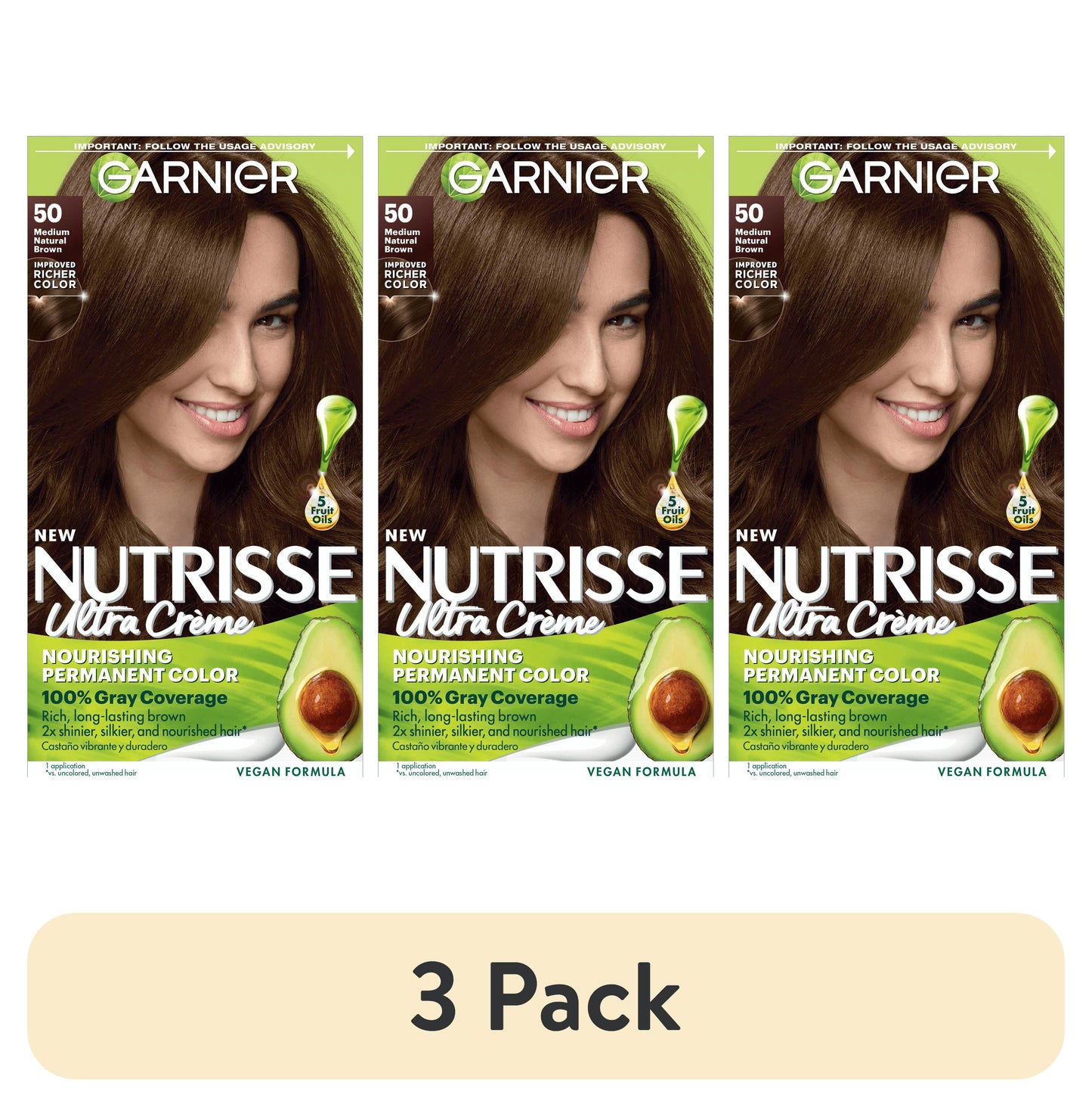 Garnier Nutrisse Ultra Creme Nourishing Permanent Hair Color - 50 Medium Natural Brown
