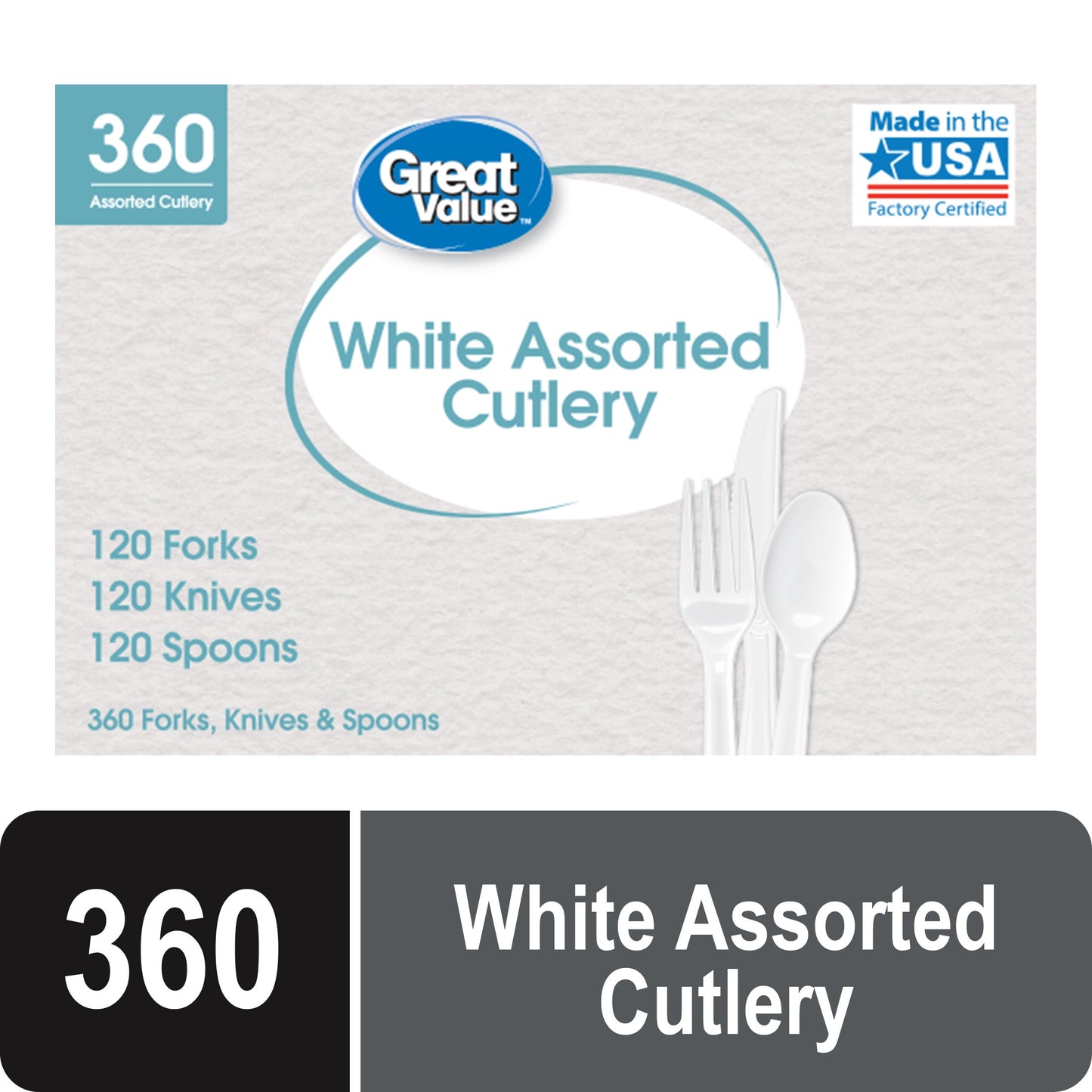SENSATIONS Assorted Plastic Cutlery - White, 24 count