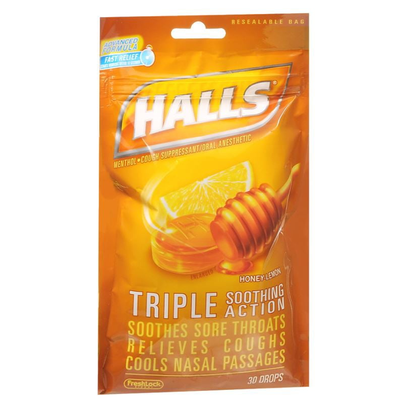 HALLS BAG HONEY LEMON 80CT