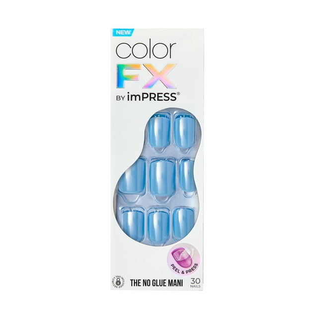 KISS imPRESS Color Press-On Fake Nails - Baby Why So Blue