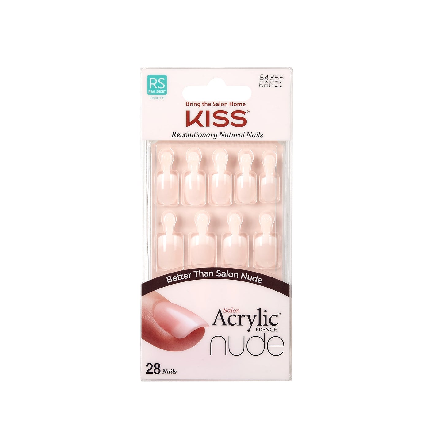 Kiss Salon Acrylic Nude French 28 Count Real Short Length