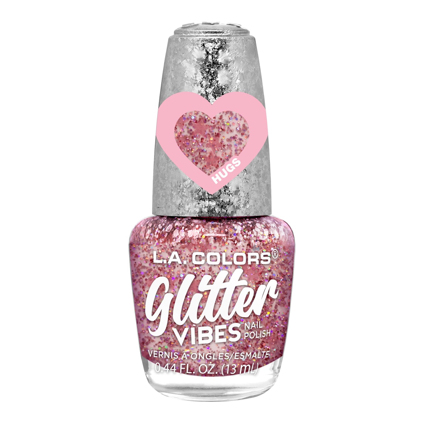 L.A. Colors Glitter Vibes Nail Polish - Pink Bling, 0.44 fl oz
