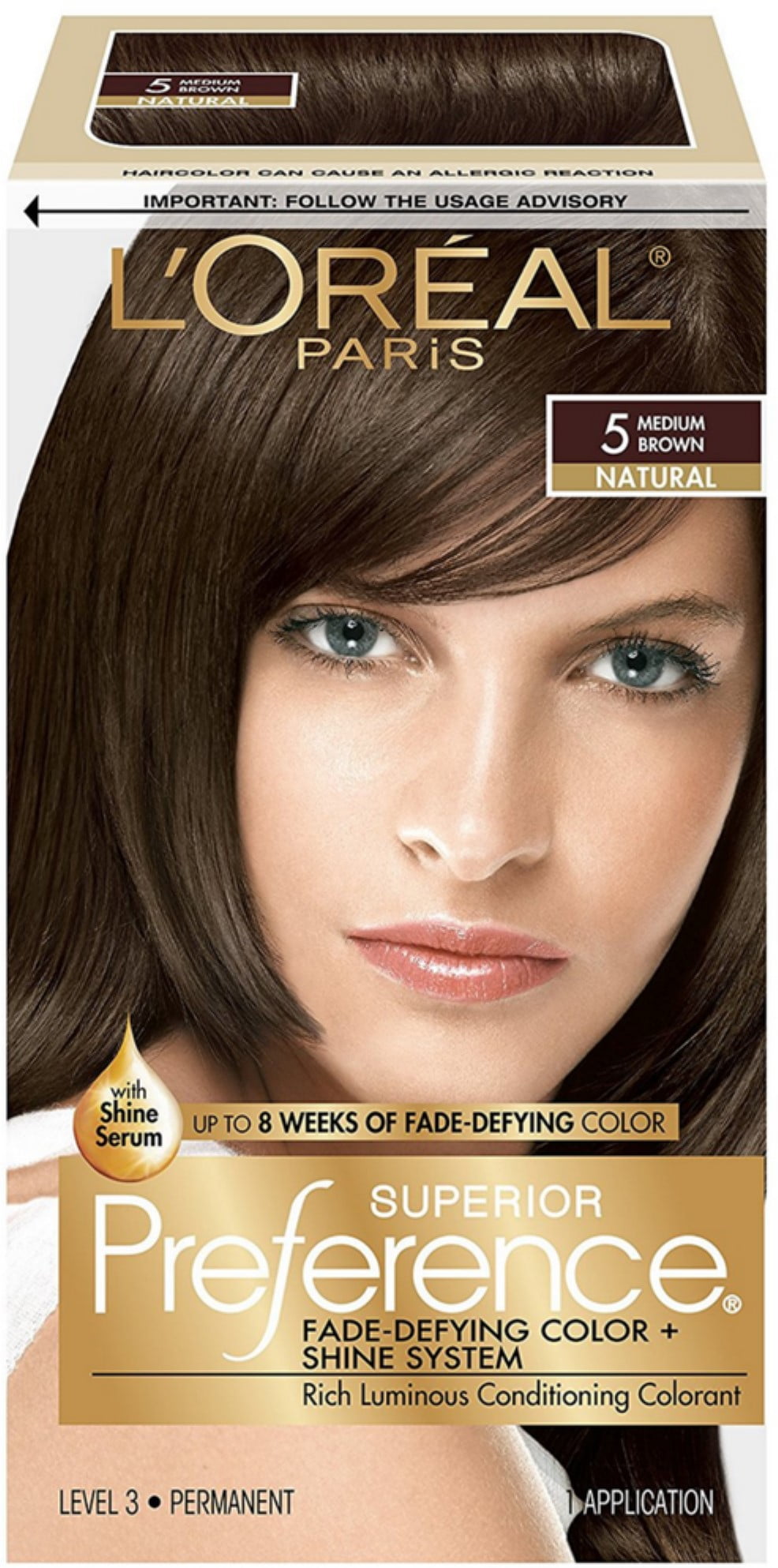 L'ORÉAL PARIS Superior Preference Permanent Hair Color, 5 Medium Brown, 6.5 fl. oz.