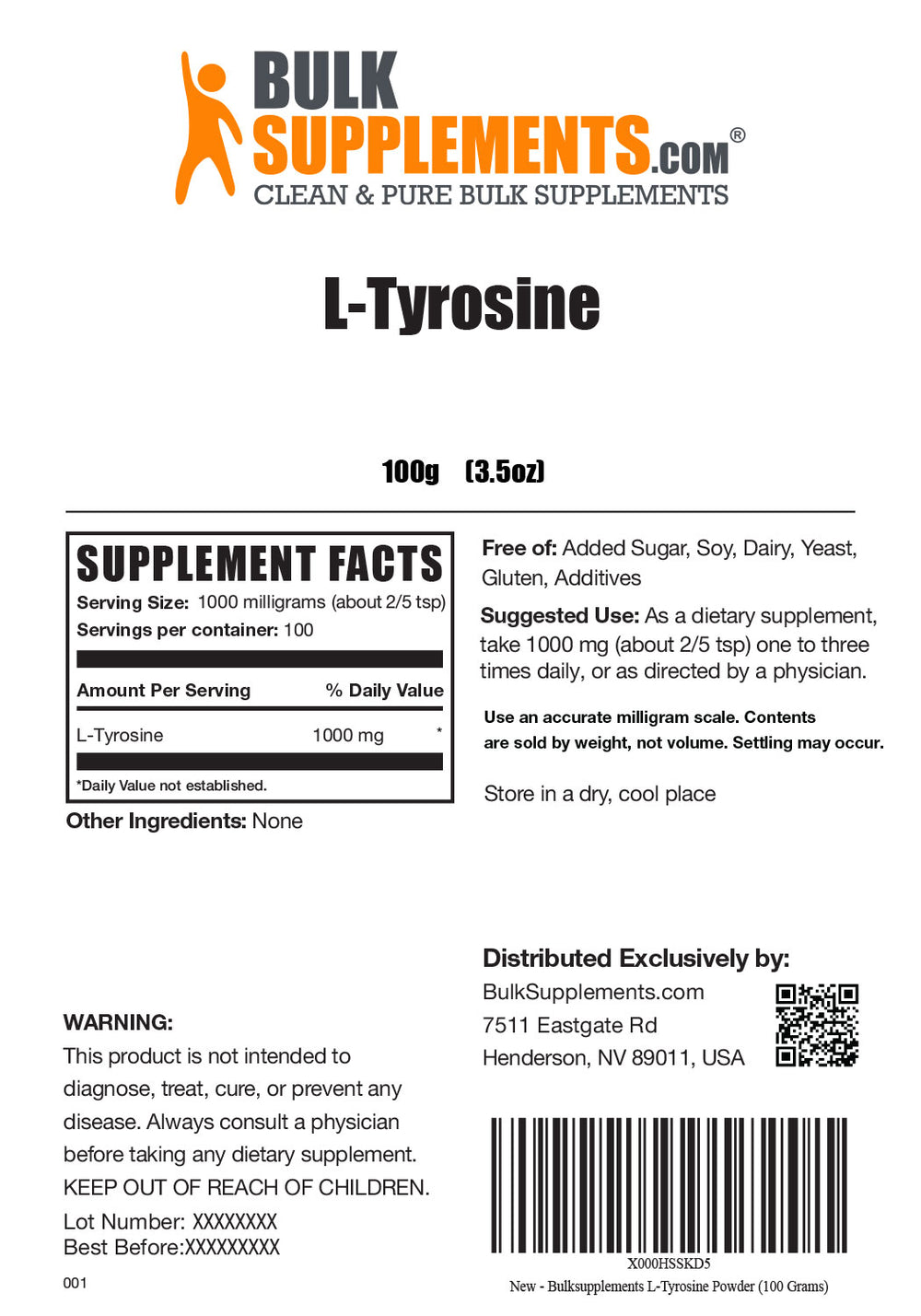 TYROSINE (L) USP 1000 GM DS