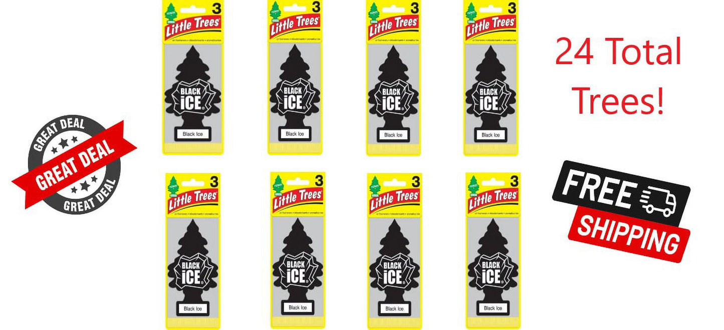 Little Trees Black Ice Hanging Air Freshener - 3 pack