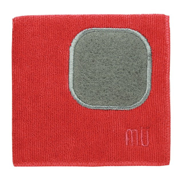 MUkitchen Microfiber Dishcloth With Built-In Scrubber - Crimson, 12" x 12"