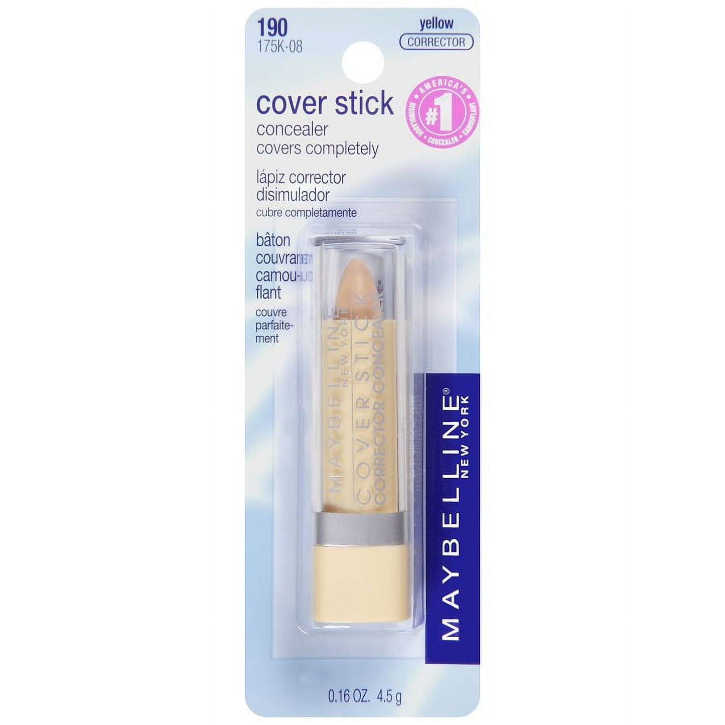 MAYBELLINE New York Cover Stick Corrector Concealer, Yellow Corrects Dark Circles, 0.16 oz
