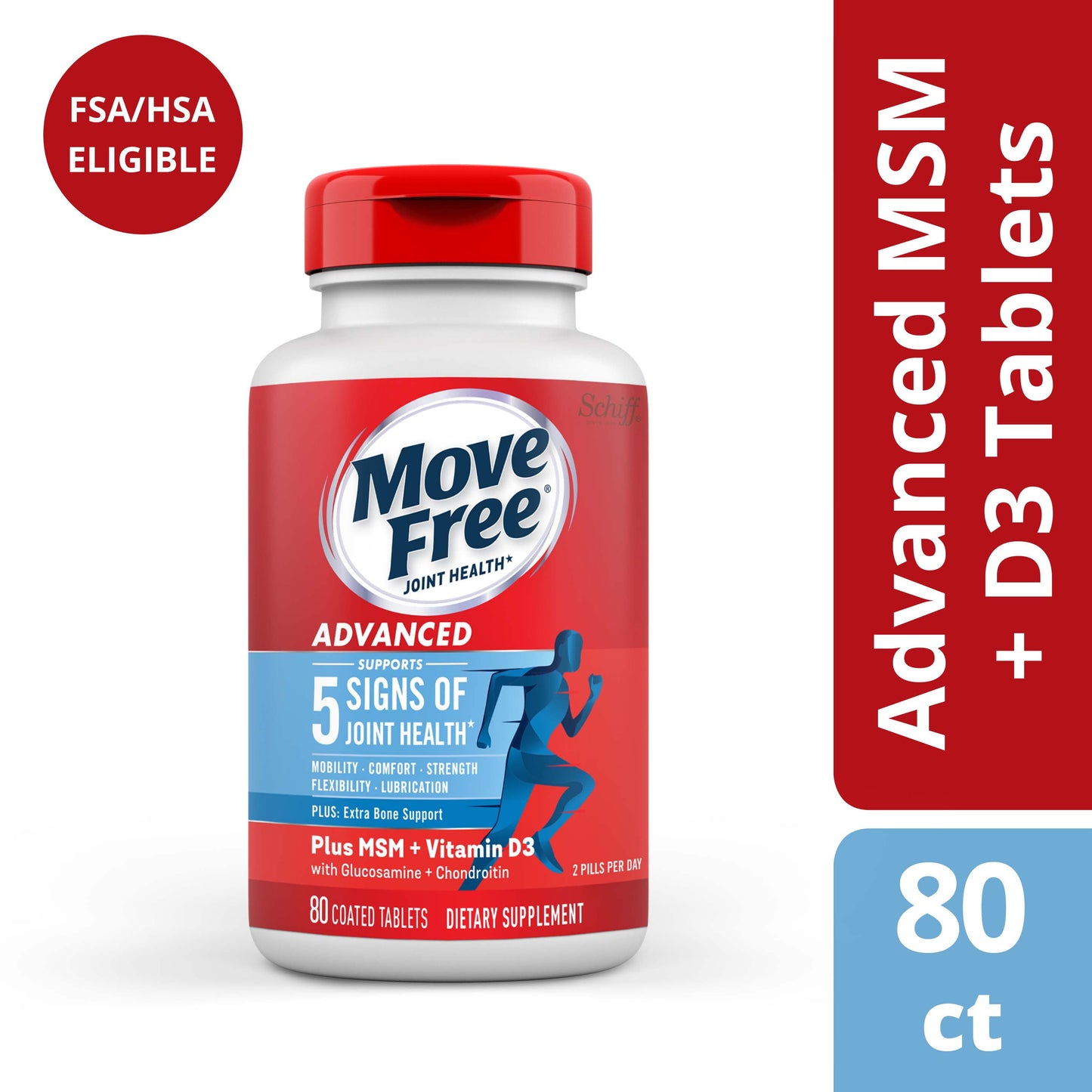 MOVE FREE ADVANCED W/MSM VIT D TAB 80CT