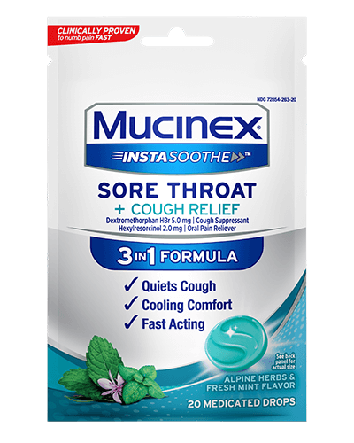 MUCINEX SORE THROAT LZ 2.4MG 20