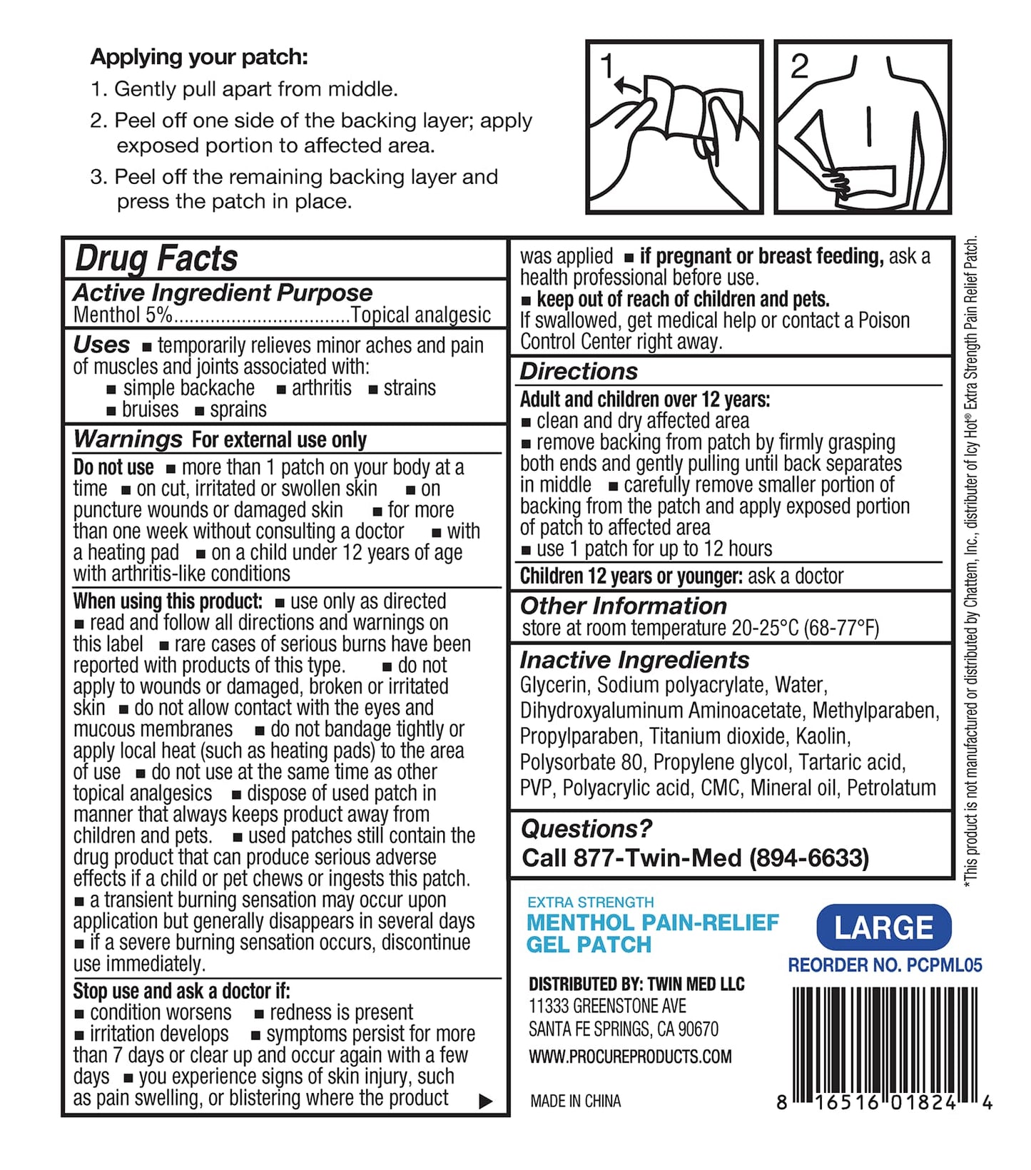 GNP MENTHOL PAIN RELIEF PATCH 5CT