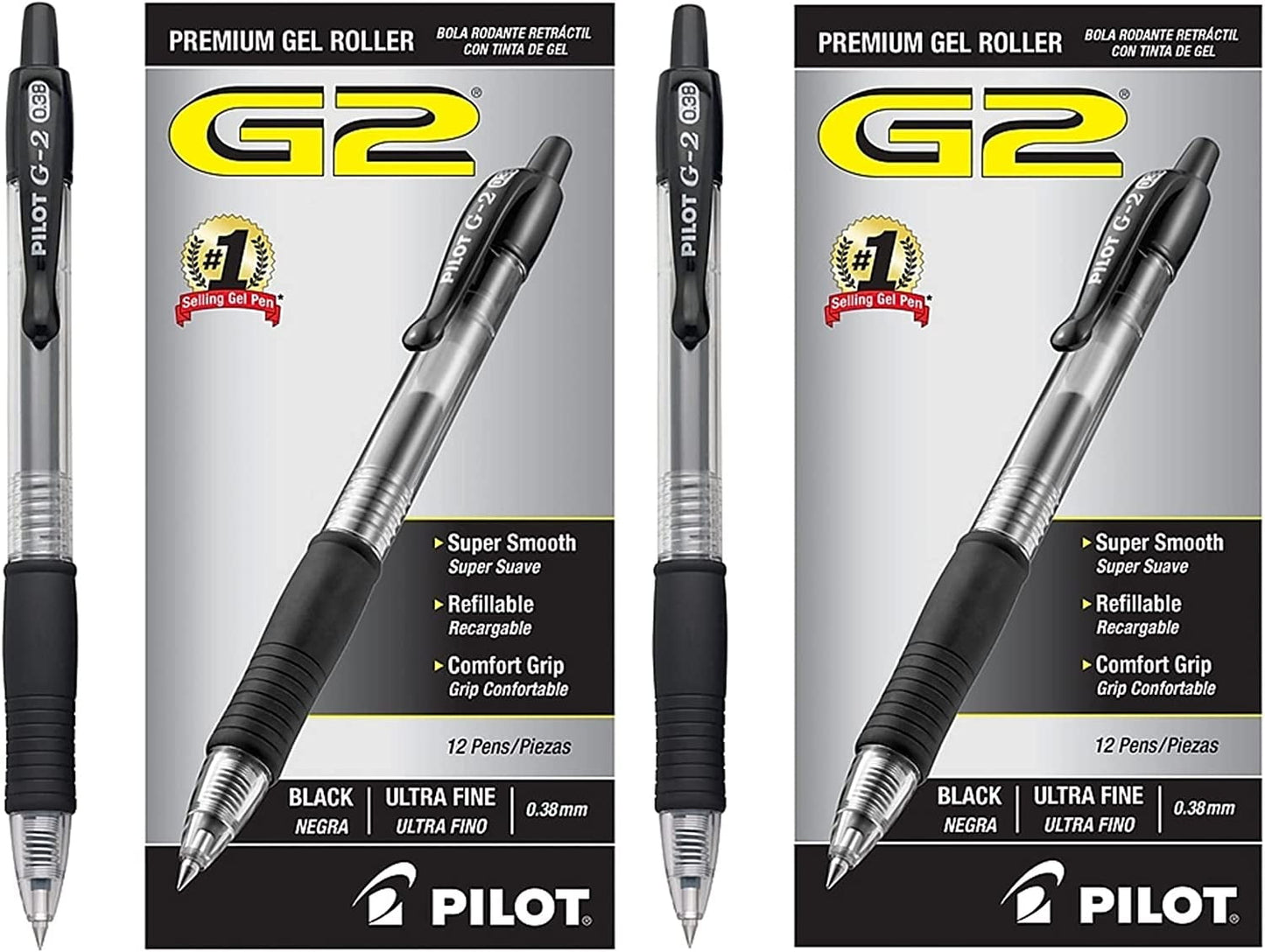 Pilot G2 Premium Refillable & Retractable Gel Pens, Fine Point (0.7mm), Black, 1 Count
