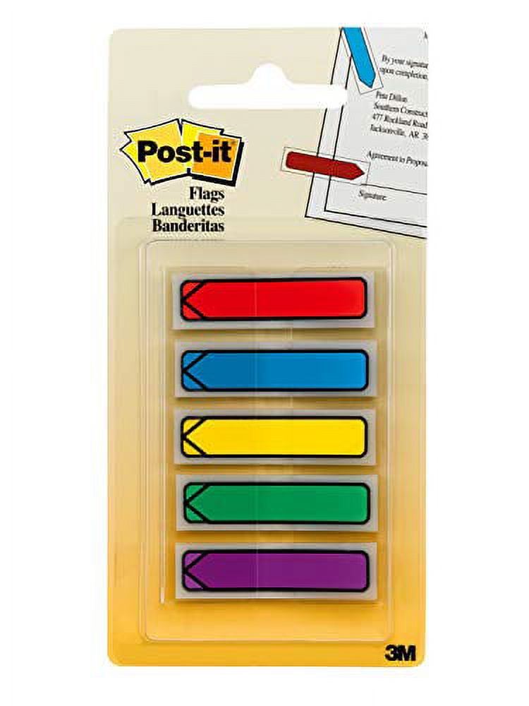 3M Post-it Flags, Assorted Primary Colors, .47 in. Wide, 100/On-the-Go Dispenser
