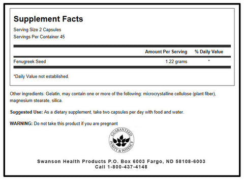 GNP FENUGREEK 610MG CAPSULES 50CT