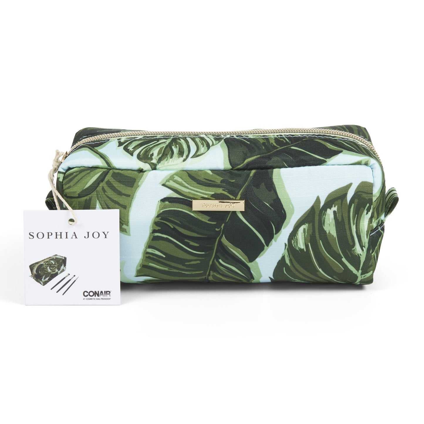 Sophia Joy Dual Zipper Travel Cosmetic Makeup Bag - Palm Blue