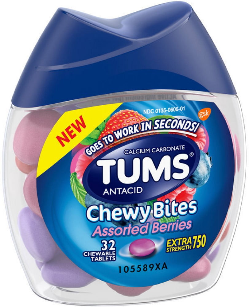 TUMS CHEWY BITES PLUS GAS BERRY 28CT