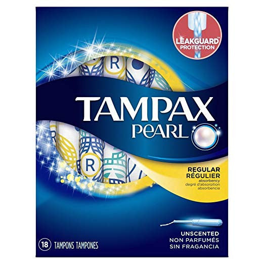 Tampax Tampons Pearl Regular 18 Count Leakguard Unscented