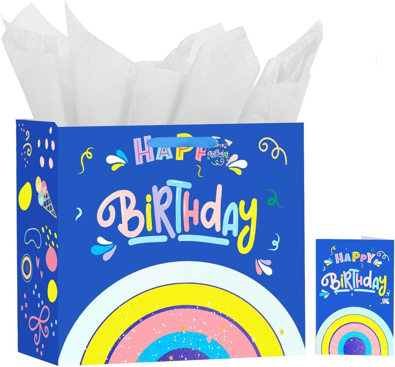 Unique Rainbow Ribbon Birthday 5" x 11" Cellophane Bag, 20 count