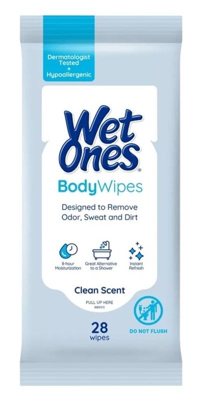 Wet Ones Body Wipes Clean Scent 28 Count (6in)