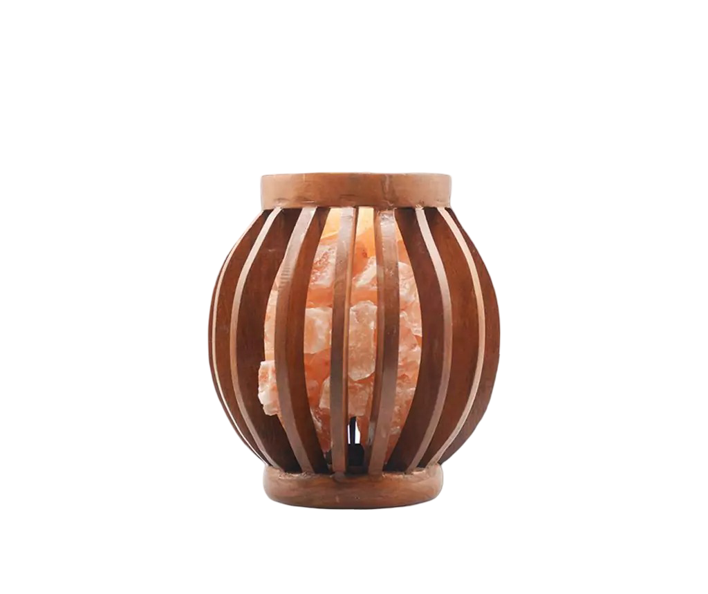 SALT LAMP W/WOOD BASKET