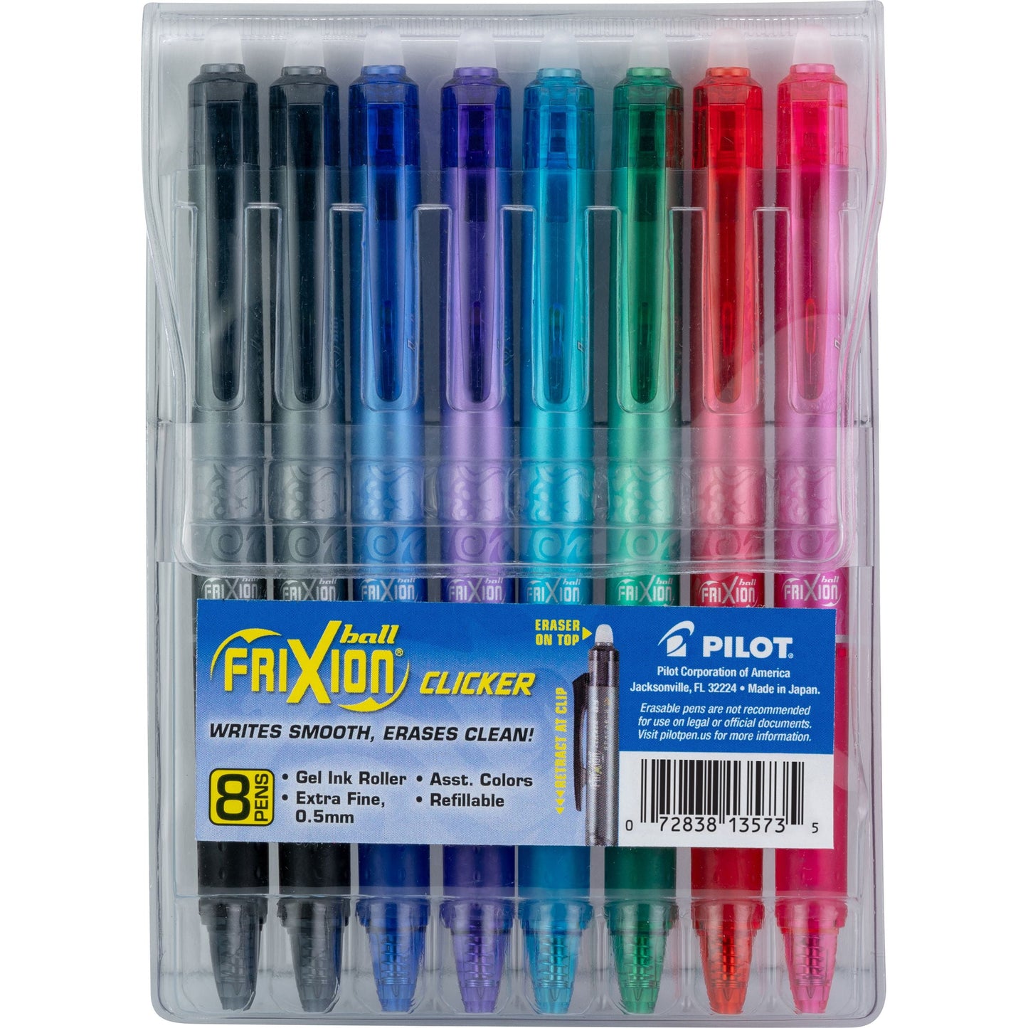 Pilot Frixion Clicker Erasable 0.7mm Gel Ink Pen, 5-pk Assorted