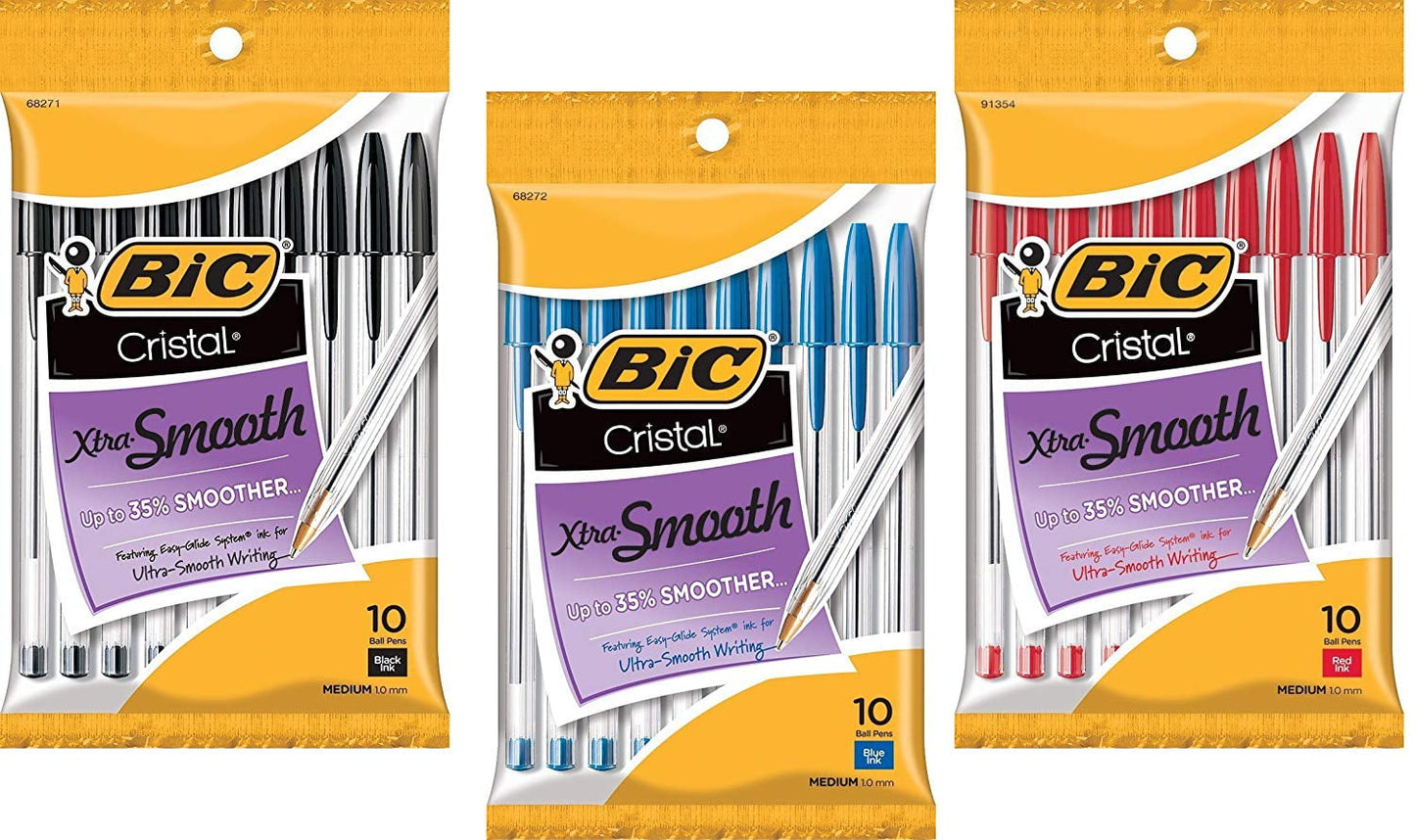 BiC Cristal Xtra Smooth Ballpoint Pen - Blue, 10 count