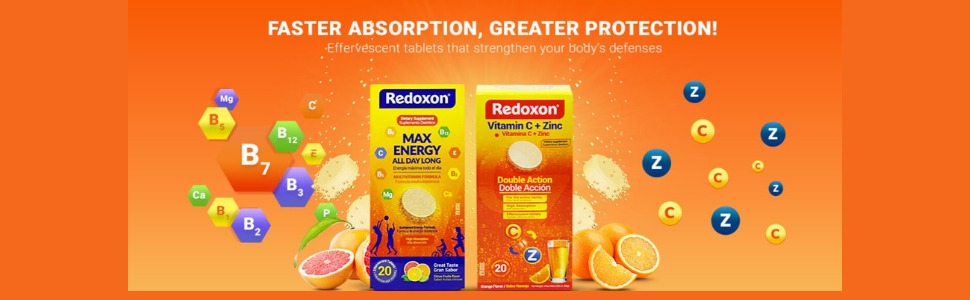 Redoxon Vitamin C + Zinc Tablets - Orange, 20ct