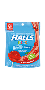 HALLS KIDS POPS BAG CHERRY 10PC