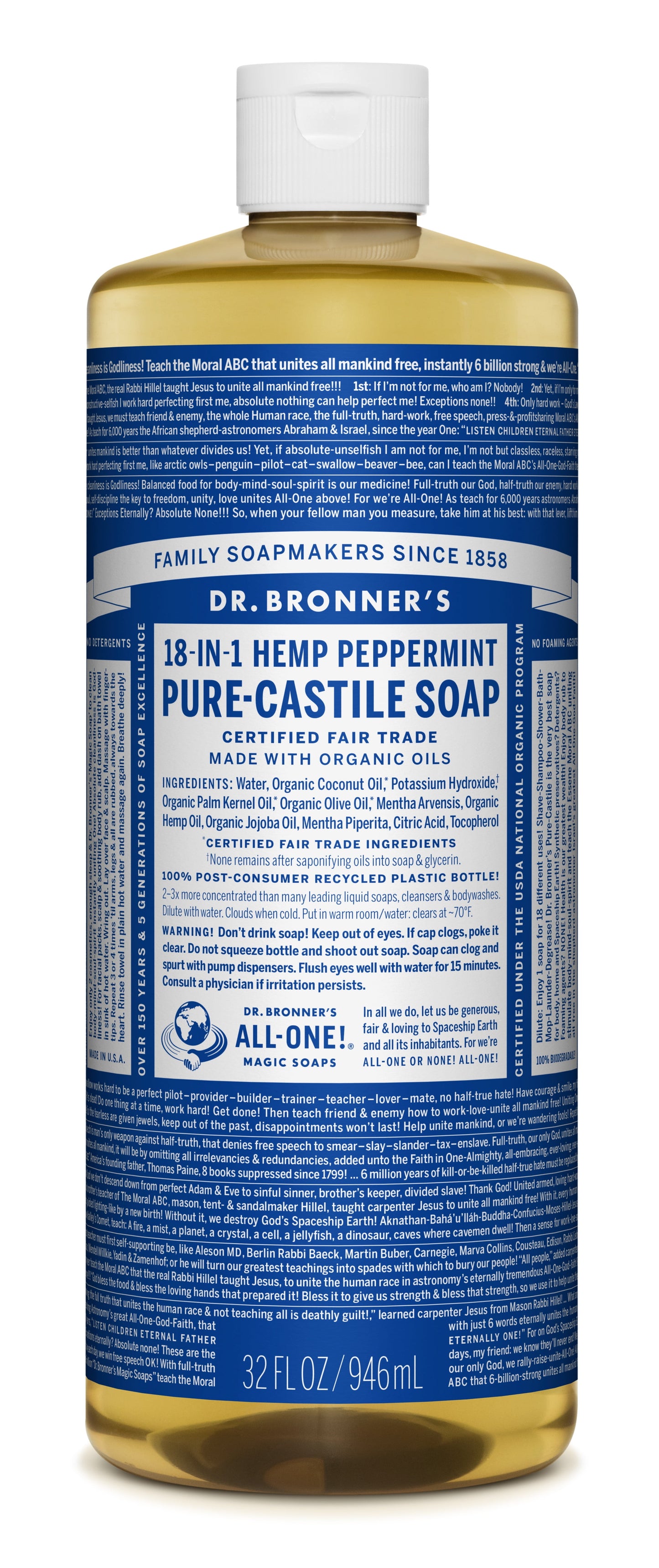 DR. BRONNER'S Magic Pure Castile Liquid Soap - Peppermint, 2 oz