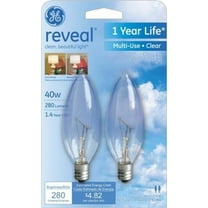 GE 40W Crystal Clear Multi-Use Blunt Tip Decorative Light Bulbs (2-Pack)