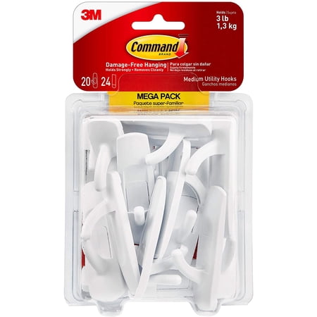 Command Medium Utility Wall Hook - White, 6 Hooks + 12 Strips