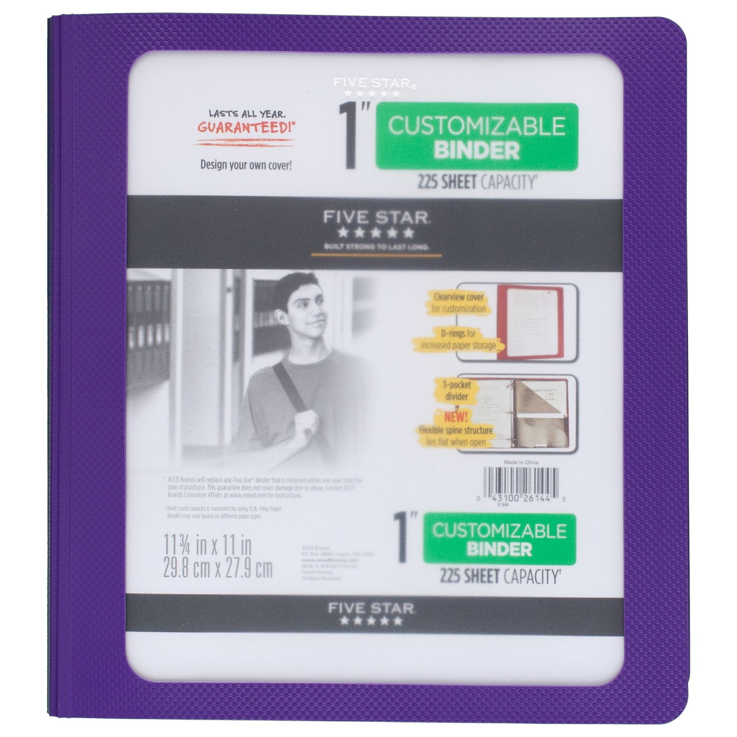 Five Star 1" D-Ring Binder - Recycled, Assorted