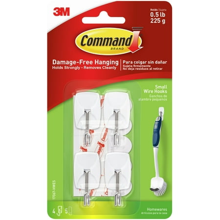Command Small Wire Wall Hooks - White, 9 Hooks + 12 Strips