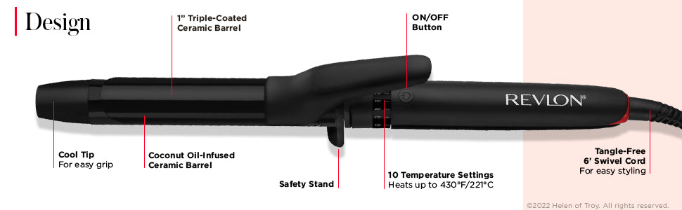 REVLON SmoothStay Coconut Oil Infused Hair Curling Iron, 1.5"