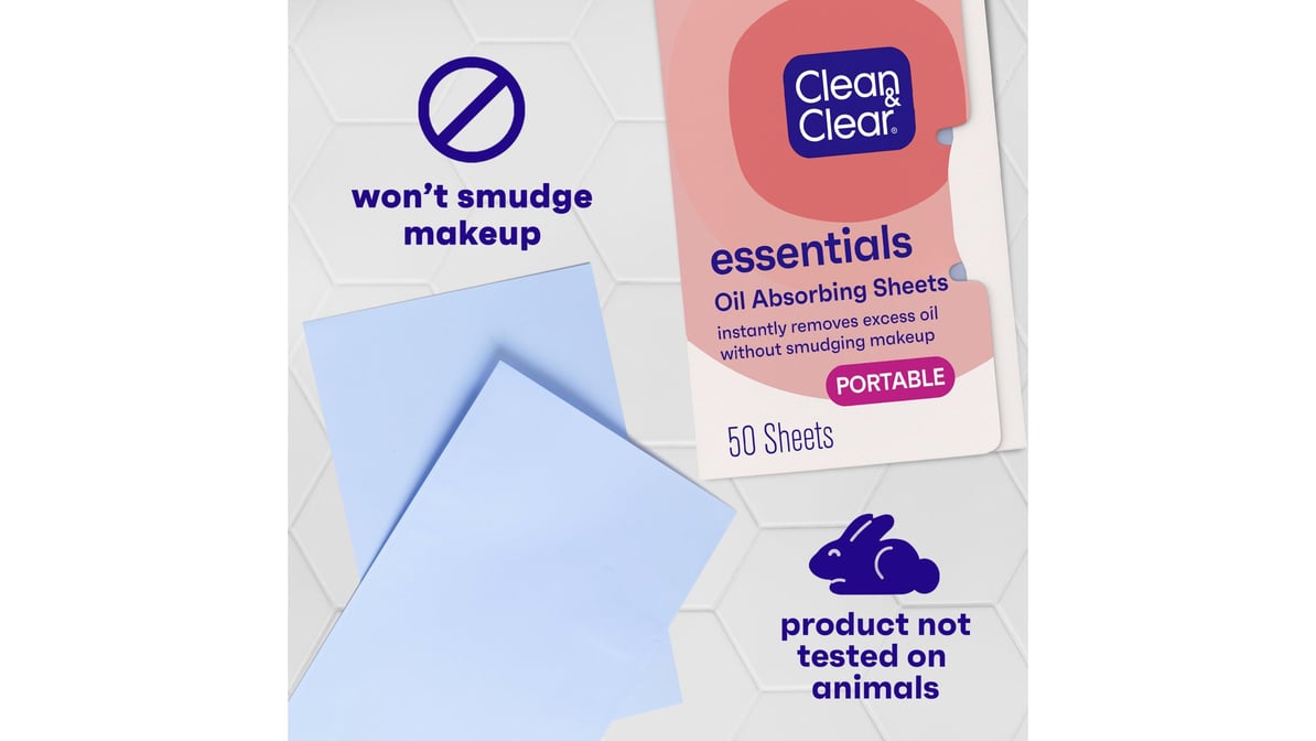 CLEAN&CLEAR ACNE OIL ABSORB SHEET 50CT