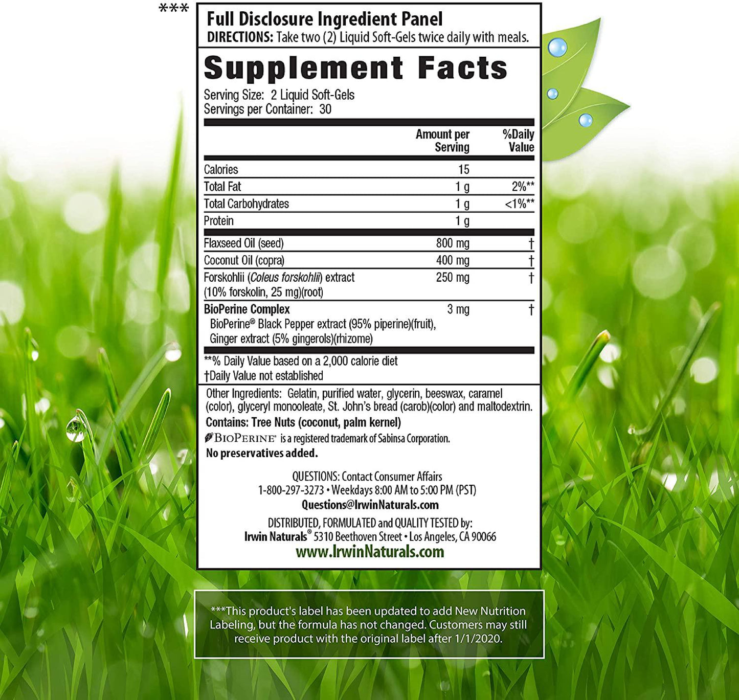 IRWIN NATURALS FAT LOSS DIET,FORSKOLIN