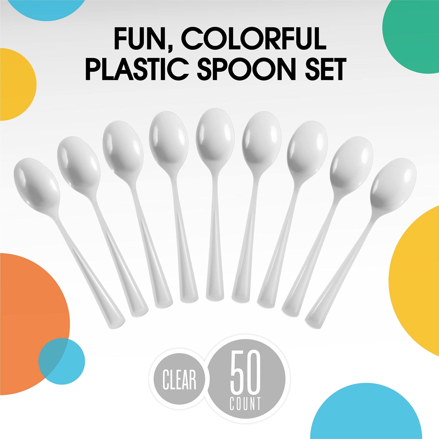Maryland Plastics Heavy Duty White Plastic Spoons, 50 count