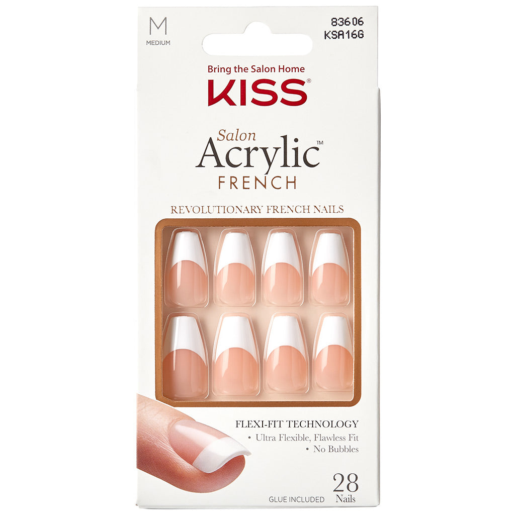 KISS Salon Acrylic French Fake Nails - Flame