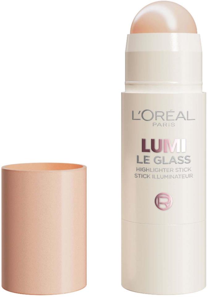 L'ORÉAL PARIS Lumi Le Glass Highlighter Stick, 610 Glassy Pearl Eclat, 0.17 oz