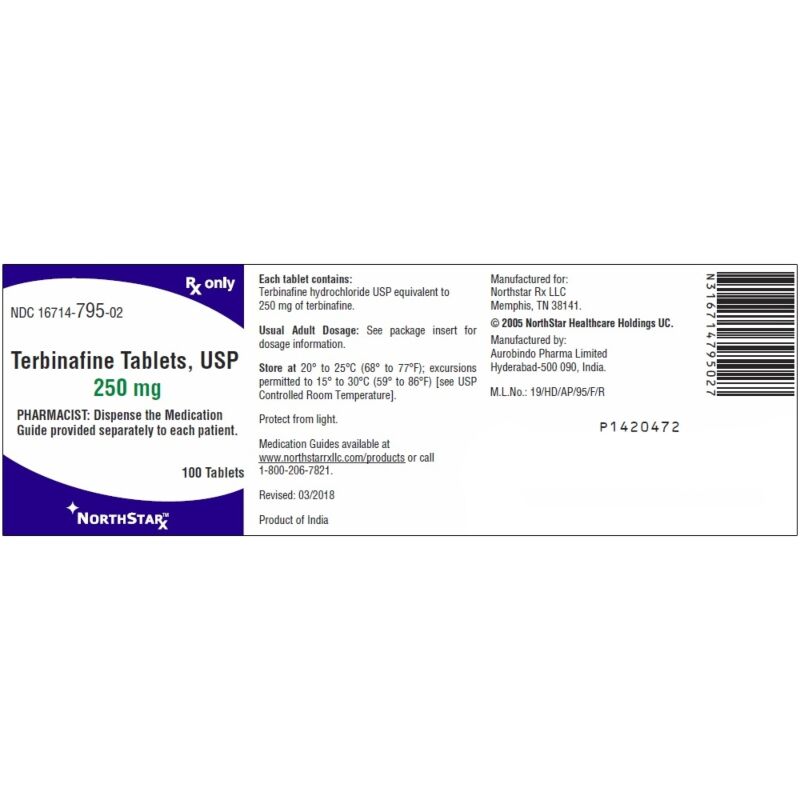 TERBINAFINE HCL TB 250MG 100