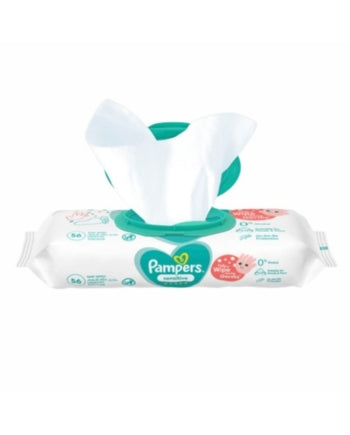 Pampers Baby Wipes Sensitive Fragrance-Free 56 Count (8in)