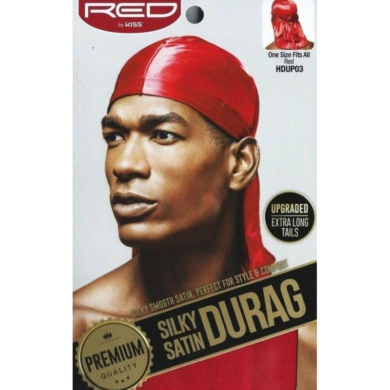 Kiss Red Durag Silky Satin Purple Extra Long Tails (12in)