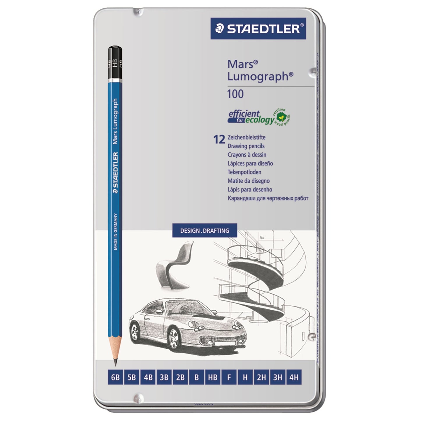 Staedtler Lumograph 100-2B Drawing Pencil 2B, 12 Count
