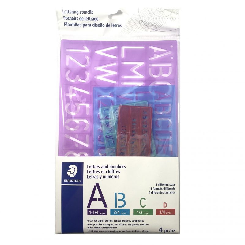 Staedtler Lettering Guides - Letters & Number, 4 count