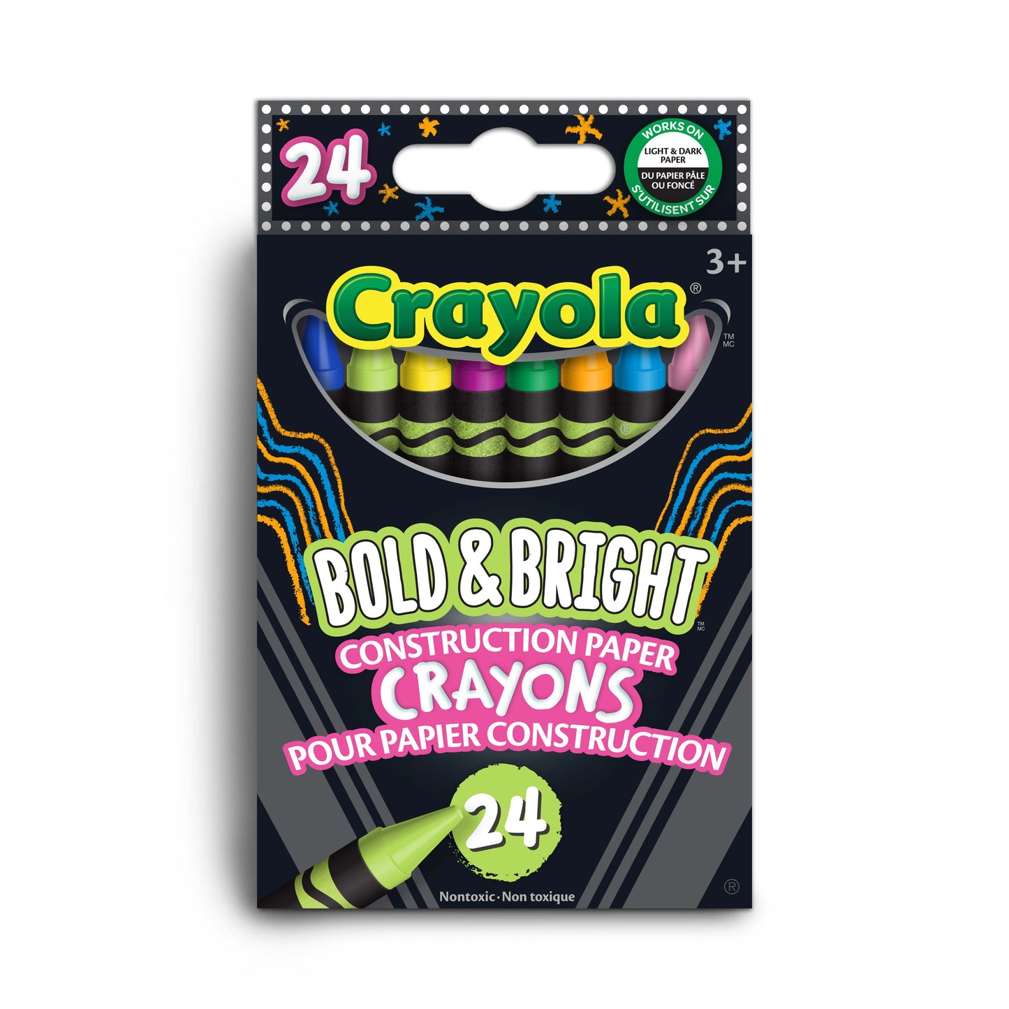 Crayola Bold & Bright Construction Paper Crayons, 24 count