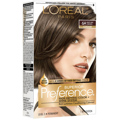 L'ORÉAL PARIS Superior Preference Permanent Hair Color, 6A Light Ash Brown, 6.5 fl. oz.
